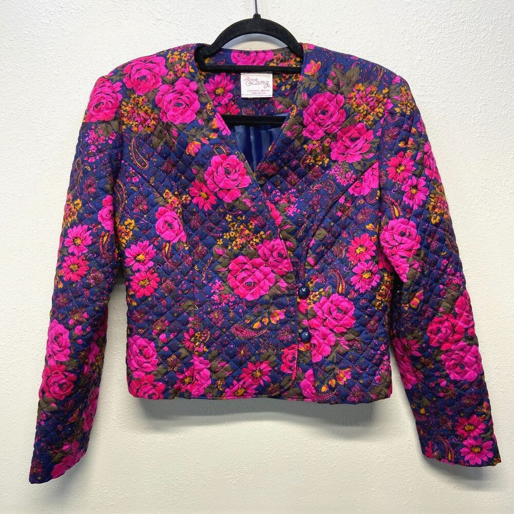 VTG LANZ Floral Quilted Blazer Women's sz 16
